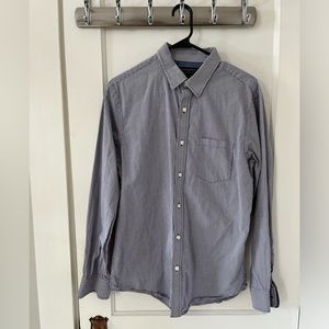 Men’s Banana Republic Grey Plaid Soft-Washed Slim Fit Collared Shirt (Size M)
